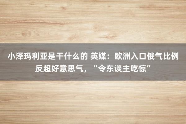 小泽玛利亚是干什么的 英媒：欧洲入口俄气比例反超好意思气，“令东谈主吃惊”