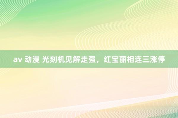 av 动漫 光刻机见解走强，红宝丽相连三涨停