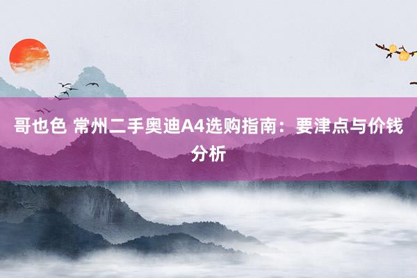 哥也色 常州二手奥迪A4选购指南：要津点与价钱分析