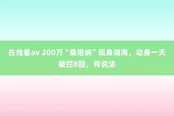 在线看av 200万“桑塔纳”现身湖南，动身一天被拦8回，有说法