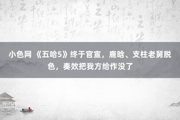 小色网 《五哈5》终于官宣，鹿晗、支柱老舅脱色，奏效把我方给作没了