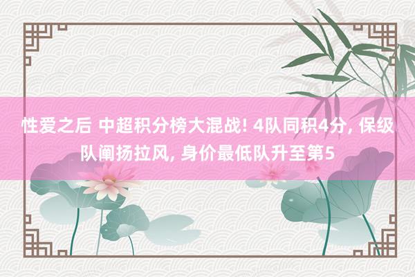 性爱之后 中超积分榜大混战! 4队同积4分, 保级队阐扬拉风, 身价最低队升至第5